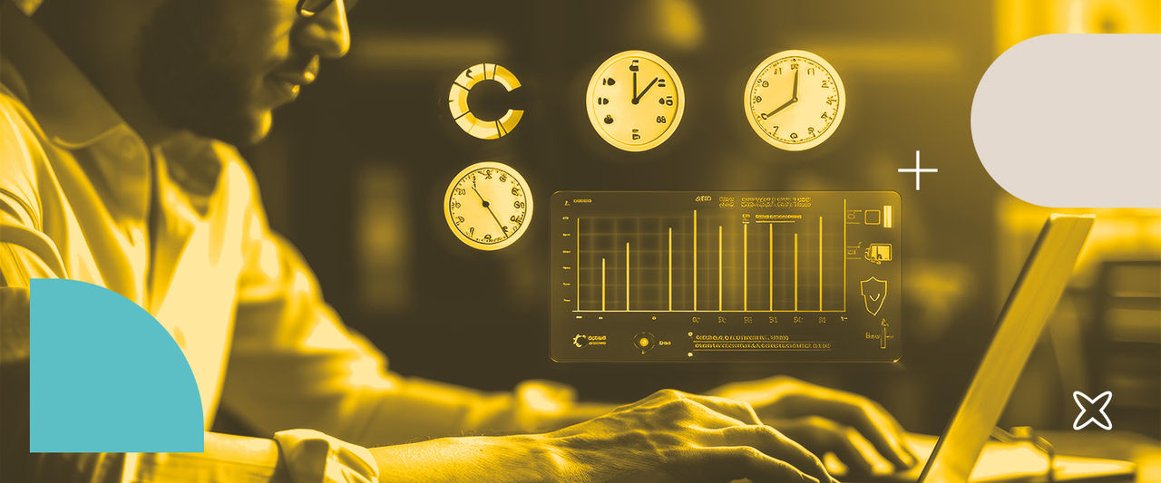 Homem de perfil usando o notebook